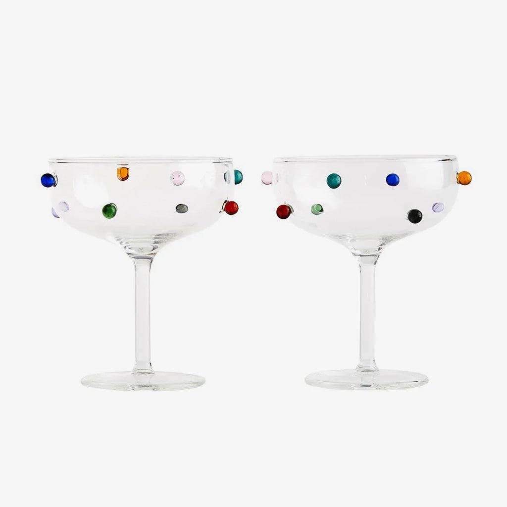 Pomponette Champagne Coupes (Set of 2)